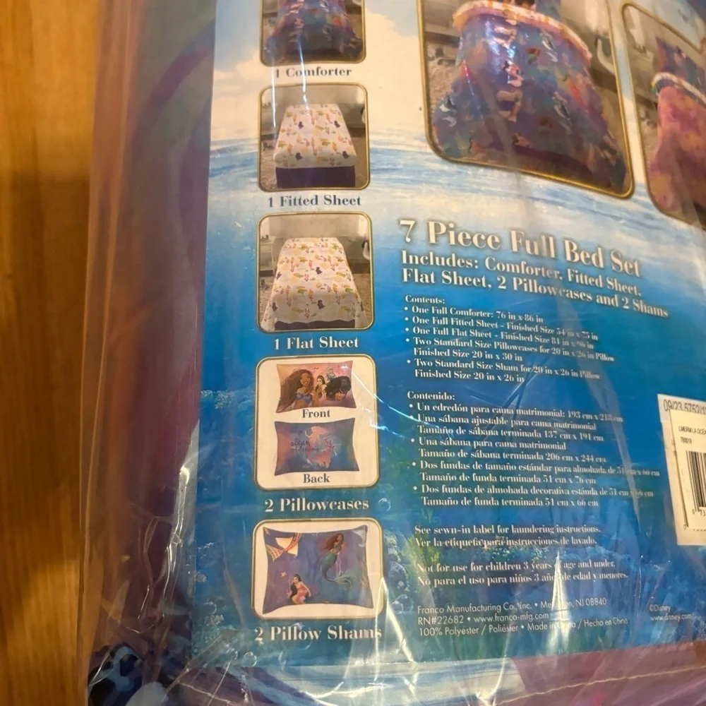 Disney Little Mermaid 7-Piece Full Bed Set Comforter Sheets Pillow Case NEW